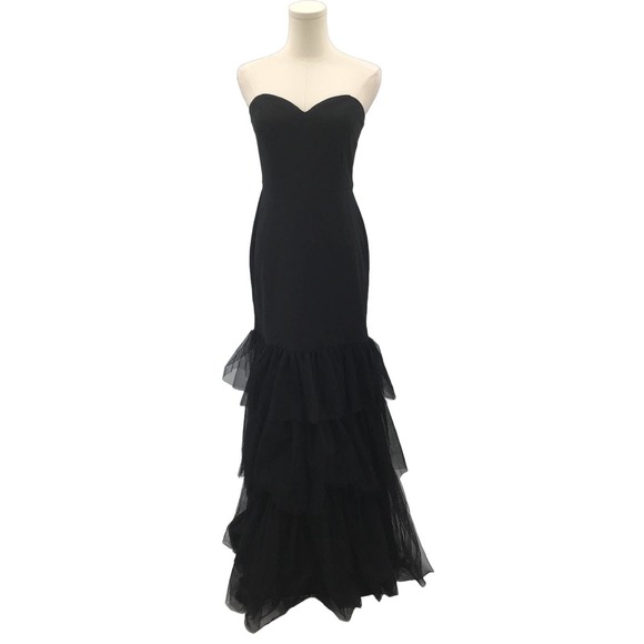 LULU'S SZ S Dramatic Fanatic Black Strapless Tulle Trumpet Maxi Dress NEW B42 - Picture 2 of 6